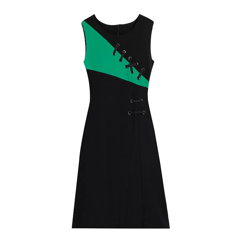 

Women dress Slim Summer dress sleeveless High waist O-Neck Straight dress Women CYM039