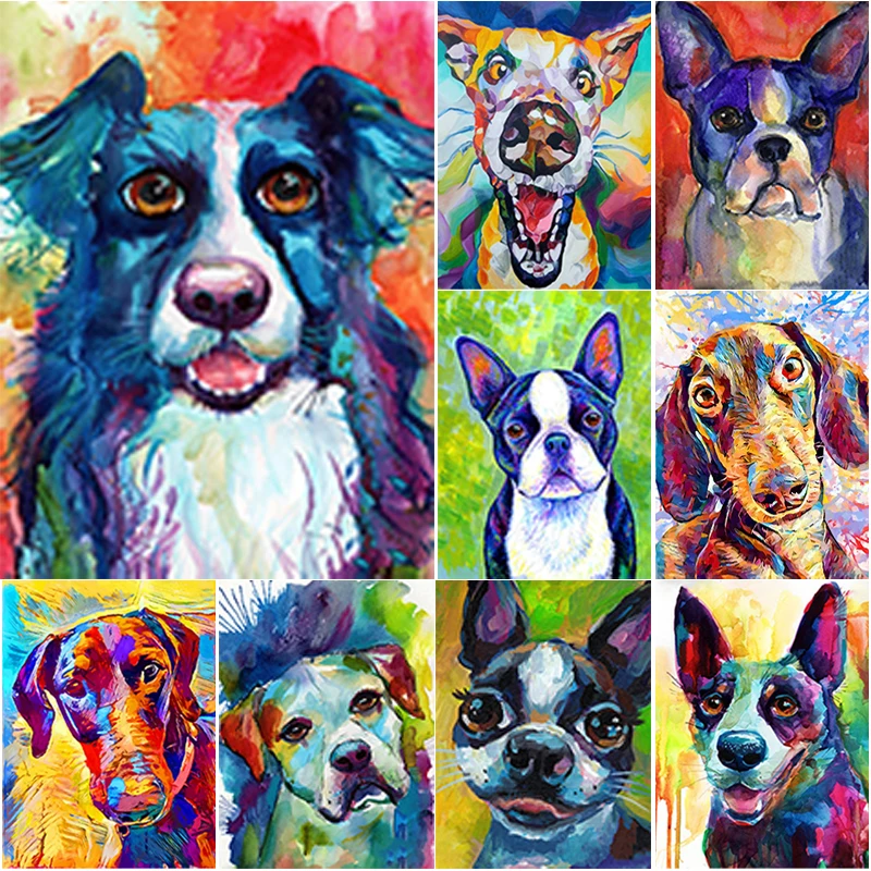 

New 5D DIY Diamond Painting Full Square Round Drill Oil Painting Dog Diamond Embroidery Animal Cross Stitch Home Decor Art Gift