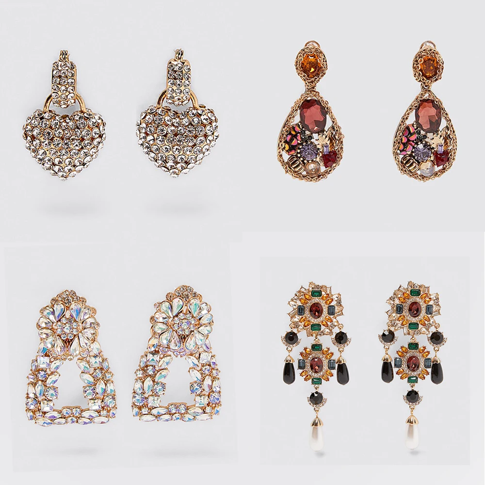 Женские Висячие серьги Girlgo винтажные капли с блестящими кристаллами эффектные