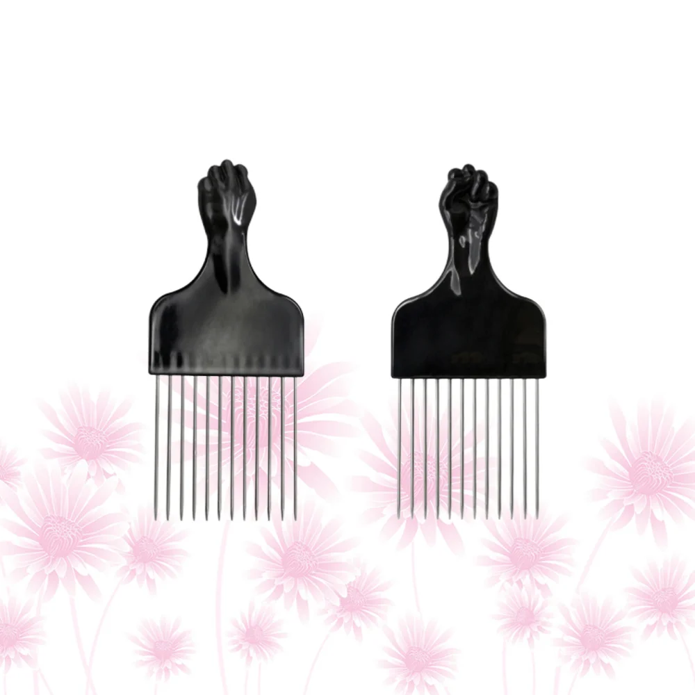 

2Pcs Stainless Steel Wide Tooth Comb Hair Detangling Comb Male Rake Comb Hairdressing Comb