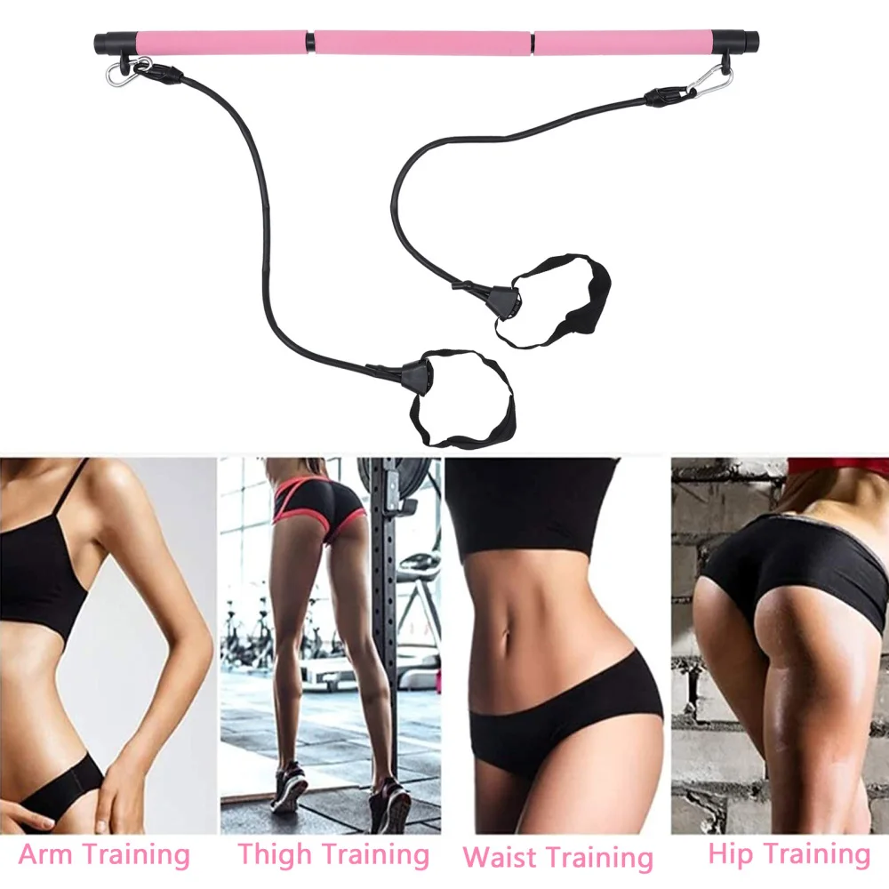 

Yoga Pulling Bar with Resistance Bands Compact Pilates Fitness Stick )