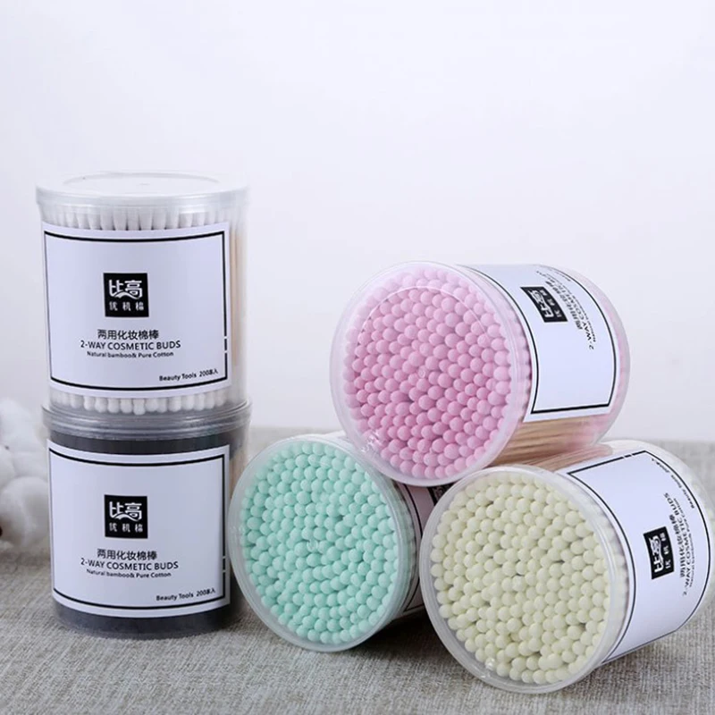 200 шт./кор. макияж ватный тампон с двойной головкой цвет одноразовая ватная | Дом и