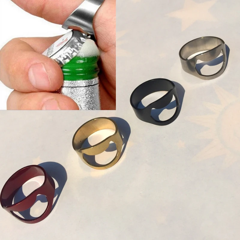 

Portable Ring Bottle Opener Stainless Steel Beer Bottle Opener Colorful Finger Bottle Opener for Party Family Gift Supplies 2021