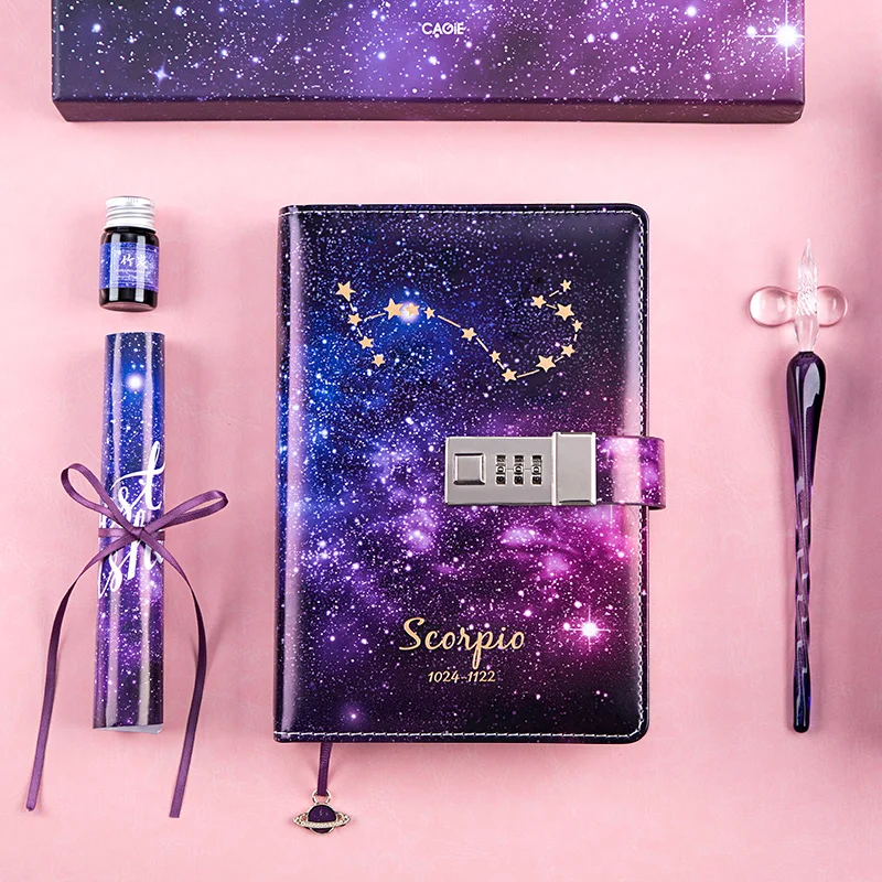 

B6 Binder Notebook Diary Twelve Constellations Journal with Lock Agenda Planner Organiser diary Kawaii Note Book stationery