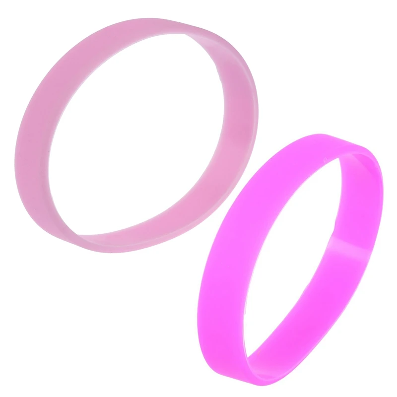 

2 Pcs Fashion Silicone Rubber Elasticity Wristband Wrist Band Cuff Bracelet Bangle, Pink & Rose Red