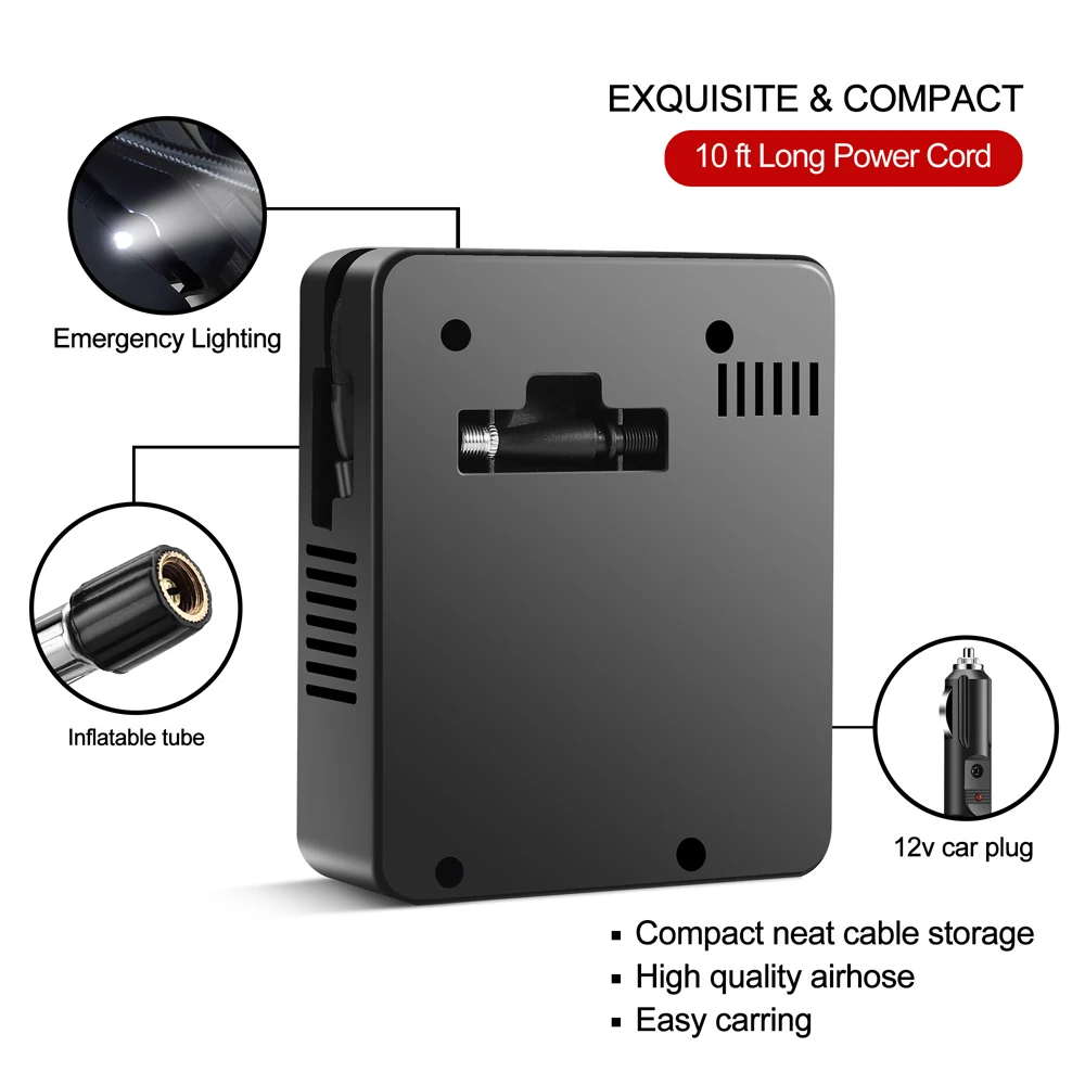 Автомобильный воздушный насос портативный двухцилиндровый с цифровым дисплеем