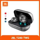 100% Оригинальные беспроводные Bluetooth наушники JBL T280 TWS, спортивные наушники, наушники с глубокими басами, водонепроницаемая гарнитура с зарядным чехлом