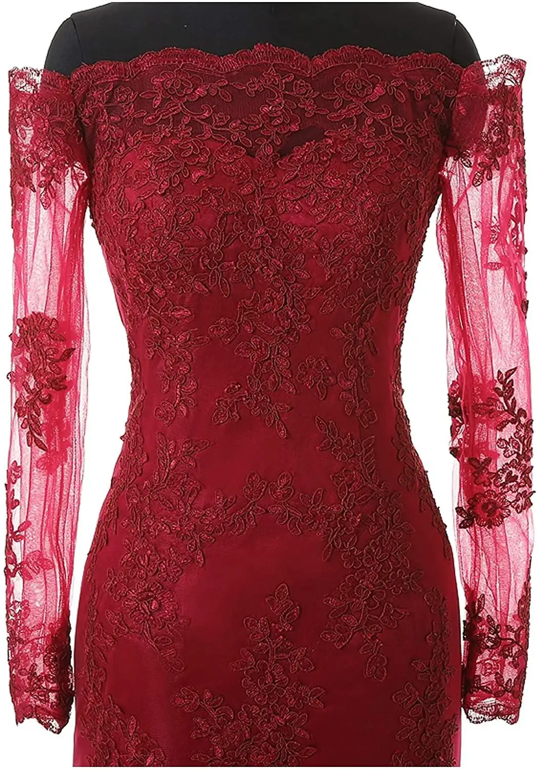 Кружевные Официальные Вечерние платья с длинным рукавом для женщин Тюлевое