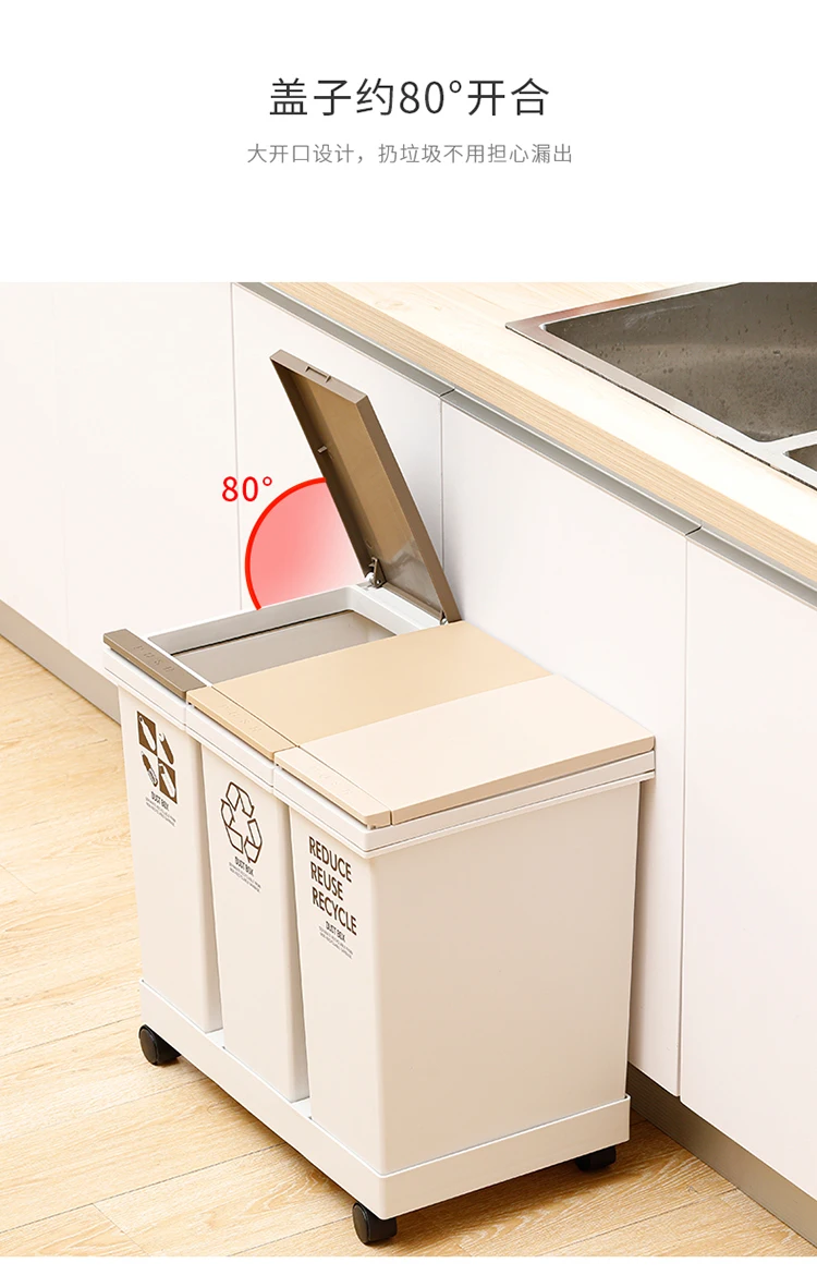 

White Big Kitchen Trash Can Recycle Bin Waste Bin Kitchen Trash Can Barrel Cubo De Basura Reciclaje 3 Cubos Garbage Bin BD50WB