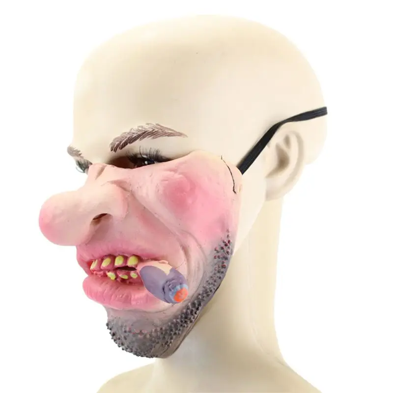 Забавная латексная маска на половину лица страшная с большим носом/узором для