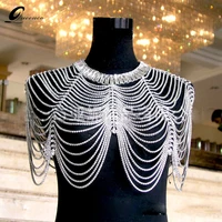 new luxury big necklace bridal shoulder chains noble wedding body chian jewelry full rhinestone women necklaces straps