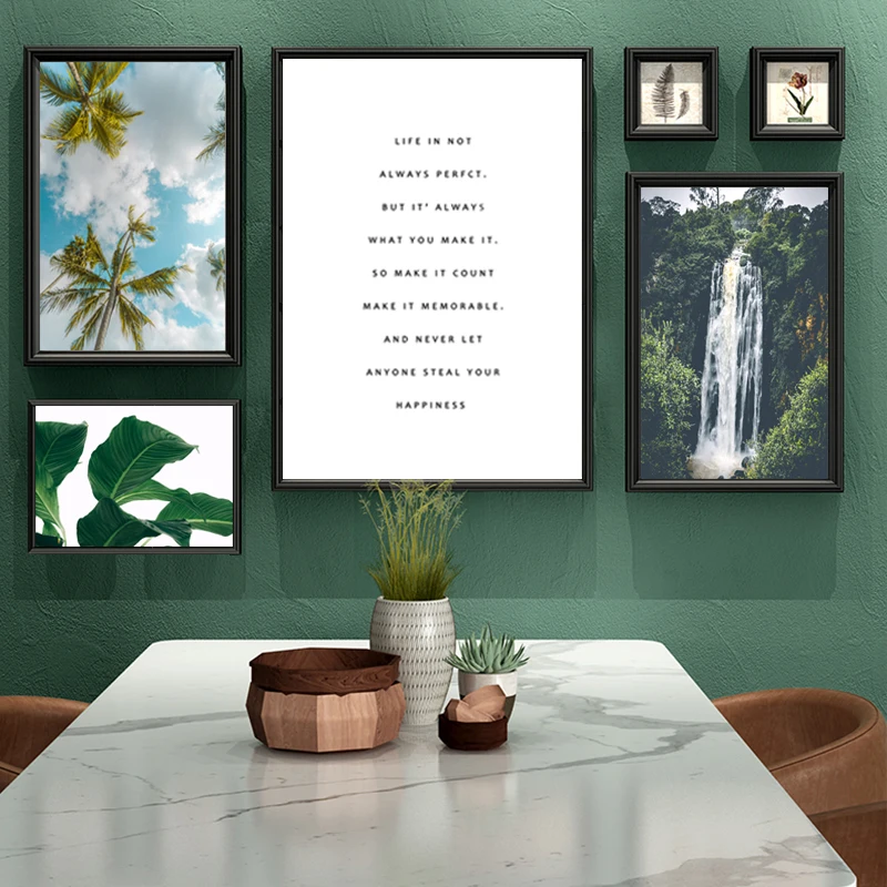 

Modern Landscape Canvas Painting Picture Living Room Decor Waterfall Coconut Tree Nature Wall Art Poster Scandinavian Decoration