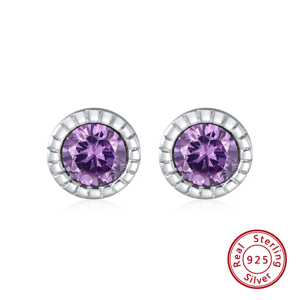 Purple Zircon ORSA JEWELS настоящие 925 маленькие серьги-гвоздики для женщин, розовые, черные, прозрачные, фиолетовые, AAA ослепительные женские Серьги Brincos, ювелирные изделия для девушек SE119 - Цвет камня: Purple Zircon