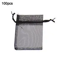 Black 100Pcs 10/100 шт органзы Мешочки для украшений, подарочная упаковка, тянущаяся органза сумки пакеты для свадебных подарков из органзы и сетки, элемент конфетная Подарочная сумка 4 - Цвет: Black 100Pcs