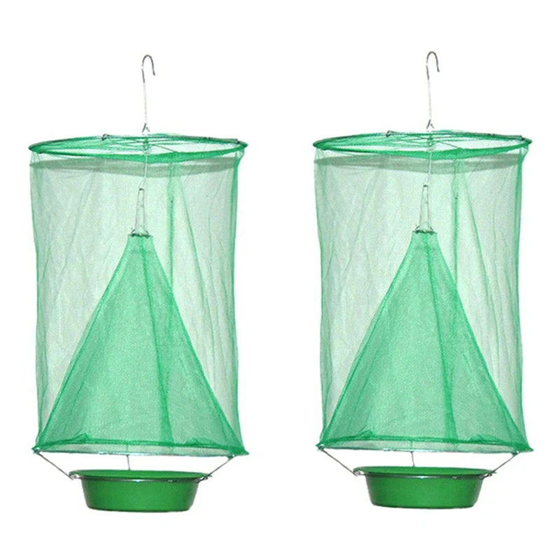 

2pcs Hanging Flycatcher Reusable Folding Fly Trap Mosquito Trap Top Catcher Fly Wasp Insect Bug Killer Fly Catcher Pest Control