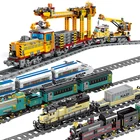 Высокоскоростной городской поезд KAZI, функциональный Электрический Классический Железнодорожный трек, строительные блоки, кирпичи, Рождественская игрушка сделай сам для детей