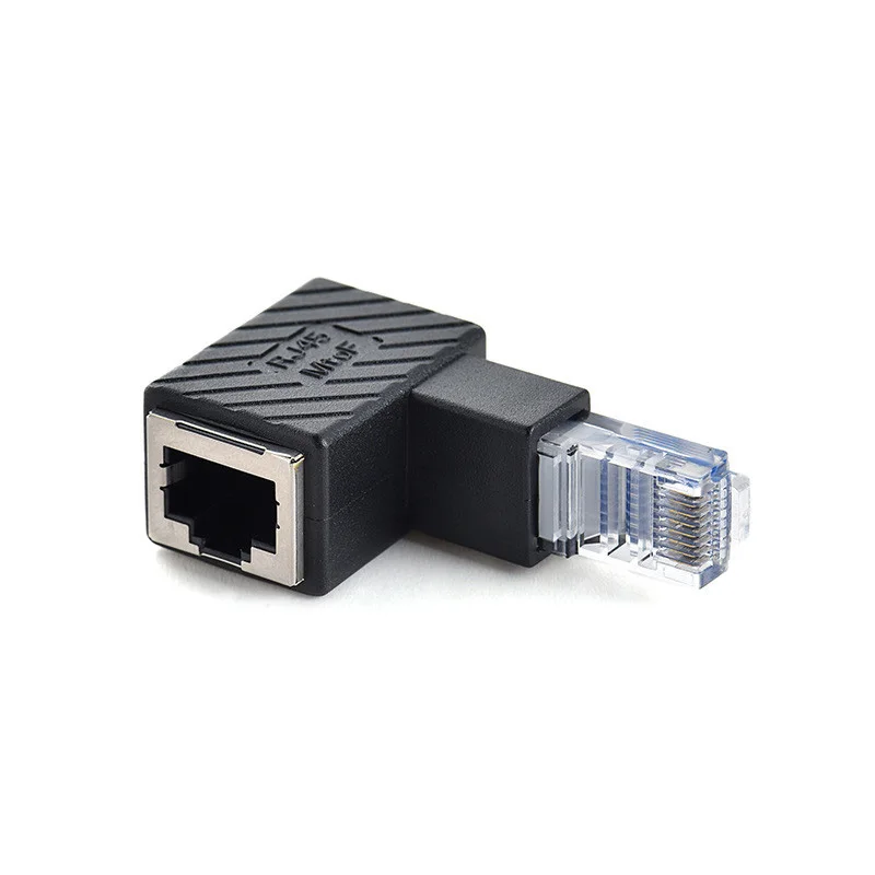 RJ45 конвертер Папа-мама углом 90 градусов Расширение адаптер для Cat5 Cat6 LAN Ethernet