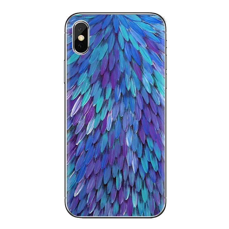 Soft Transparent Shell Covers For Samsung Galaxy S2 S3 S4 S5 MINI S6 S7 edge S8 S9 Plus Note 2 3 4 5 8 Coque Fundas feather blue |
