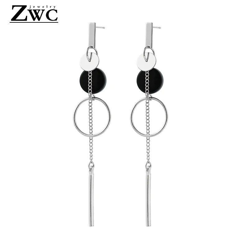 Женские длинные висячие серьги ZWC корейские Металлические золотого и