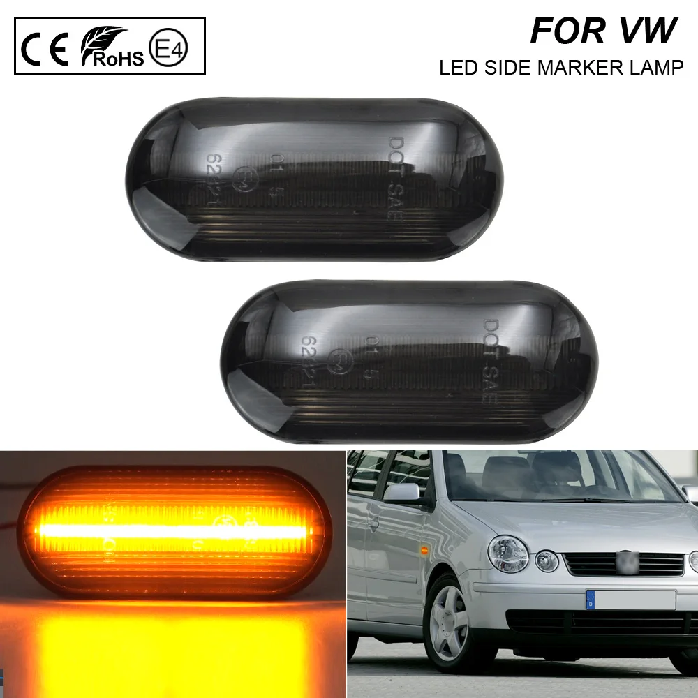 

2Pcs Smoke LED Side Marker Turn Signal Light Lamp For VW Bora Golf Mk4 Passat Polo Jetta Sharan Lupo Vento Seat Ford Focus Skoda