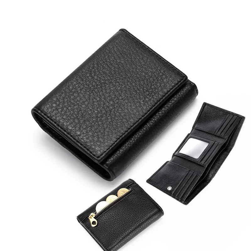 

Classic Style Wallet Genuine Leather Men Women Wallets Short Male Purse Fashion Card Holder Wallet Coin Purse Multifunction