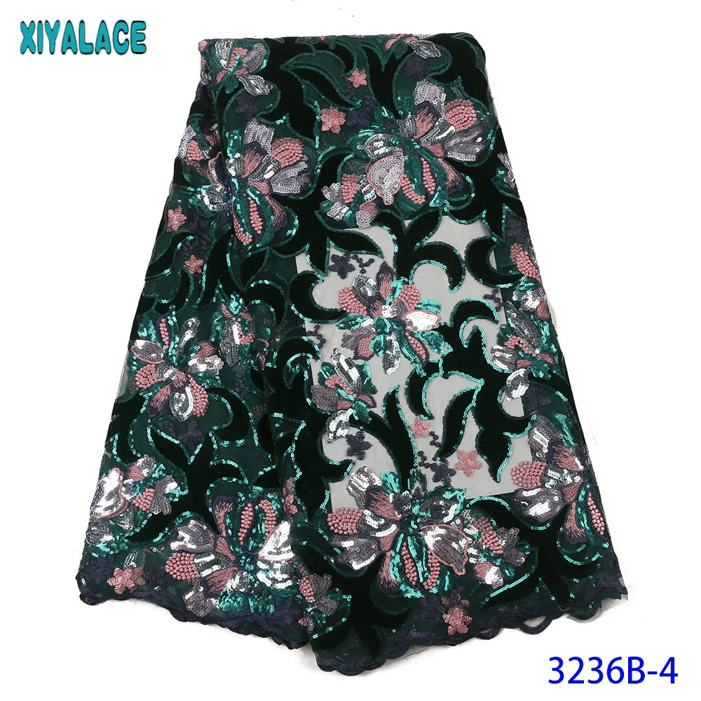 

Nigerian Velvet Lace Fabric African Lace Fabric 2020 High Quality Lace with Sequin French Net Lace Fabric for Dress KS3236B