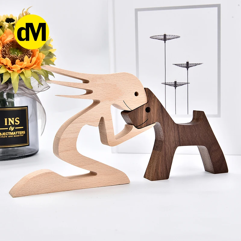 

DM Cute Puppy & Boys Girls Wooden Ornaments Decoration For Furniture Crafts Creative Decoration Office Desktop Nordic Ornaments