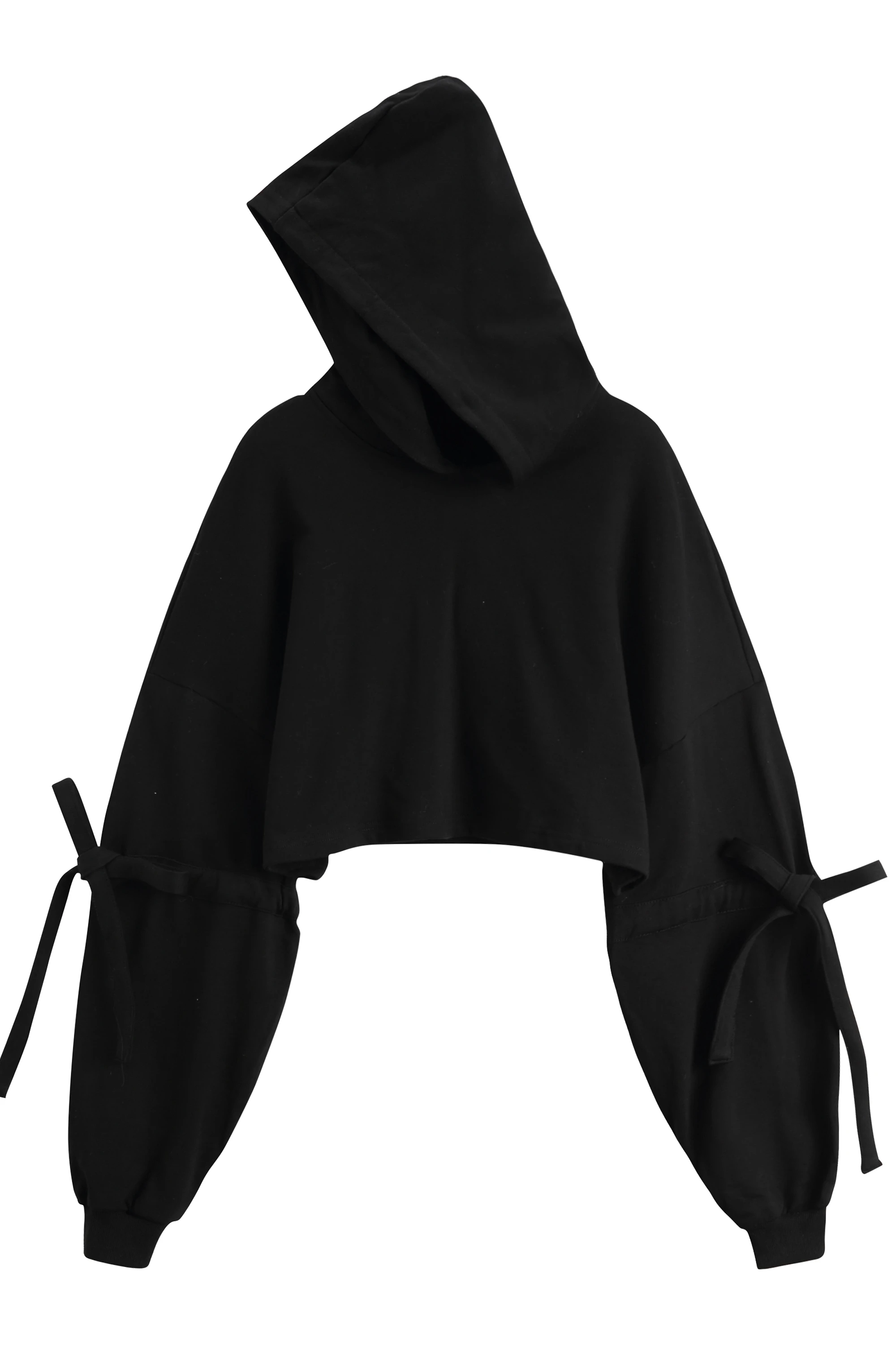 

2021 Autumn And Winter Clothing New Short Sweater Women's Tide Hooded Long-sleeved Korean Version Of Loose Lace Solid Color Top