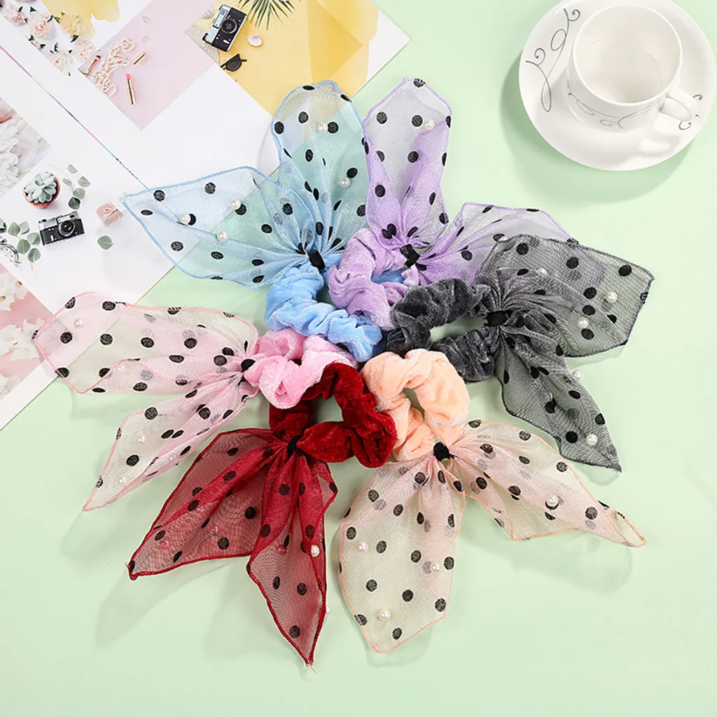 

Girls Headwear Velvet Stretch HairBands Pearl Dot Hair Band For Women Or Girls Kids Hair Accessories