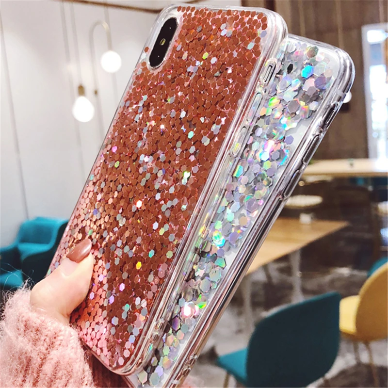 Luxury 3D Shine Bling Goldleaf Sequins Soft TPU Silicone Case For iPhone 5 5S 6 6s 7 8 Plus Back Phone X Cover Capa Fundas |