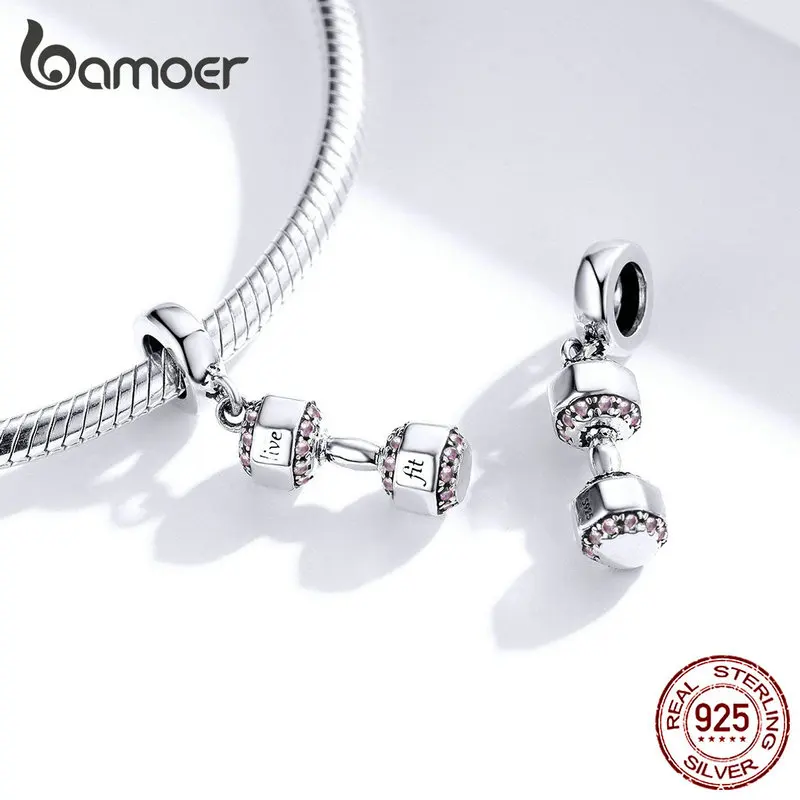 Bamoer, настоящая 925 пробы, серебряная подвеска, Шарм для женщин, 925, браслет-змея, ожерелье, бумбелл, спортивный дизайн SCC1340