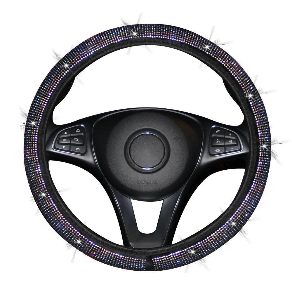 

No Inner Ring With Diamonds And Full Diamonds Flashing New Elastic Elastic Steering Wheel Cover Car Grip Cover