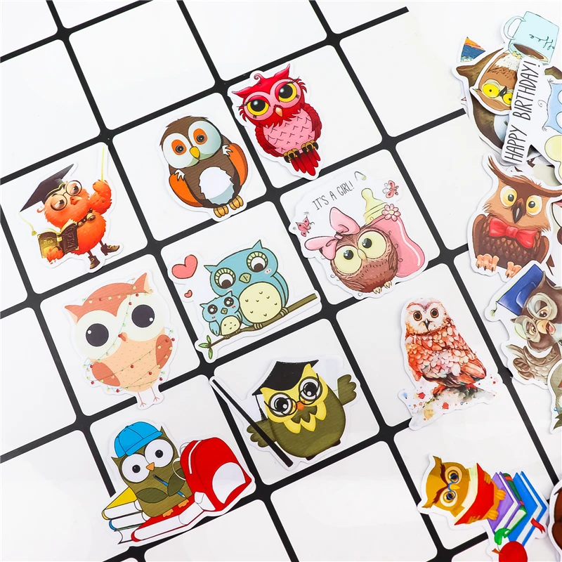 40pcs Cute owl animal stickers DIY Decal Mobile/PC Art Self Adhesive Scrapbooking Stickers Car Sticker child stationery | Канцтовары для