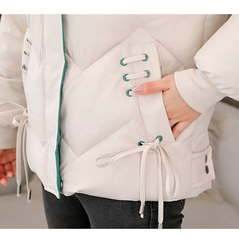 Korean cotton-padded jacket ladies printed parka women's short hooded coats loose thick warm winter down cotton outerwear KW15 | Женская