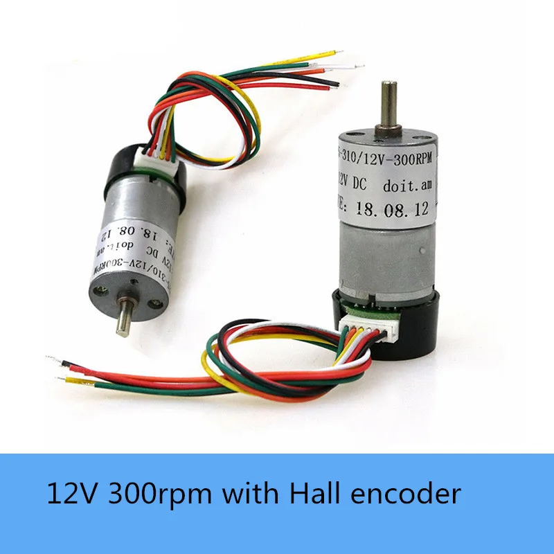 

25GA-310 DC Geared Motor 12V 300rpm With Hall Encoder Speed Feedback Metal Gear 4mm Shaft Diameter For Smart RC Tank Chassis DIY