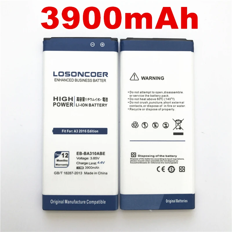 LOSONCOER 3900 мАч EB-BA310ABE батарея для Samsung Galaxy A3 Edition A310F A310 запасная батарея телефона