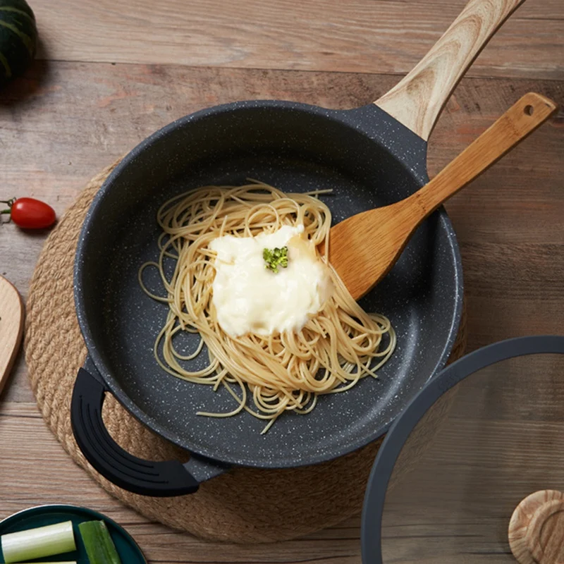 

Maifan каменная антипригарная сковорода без масляной дымообразной сковороды Maifan Stone Wok сковорода плита двойного назначения Сковорода 28 см