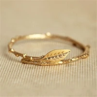 leaves leaf feather rings opening full finger toe bague for women simple femme homme bijoux leaf leaves fashion jewelry