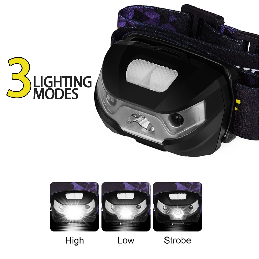 3500Lm Powerfull Headlamp Rechargeable LED Headlight Body Motion Sensor Head Flashlight 18650 Camping Torch Light Lamp With USB | Лампы и