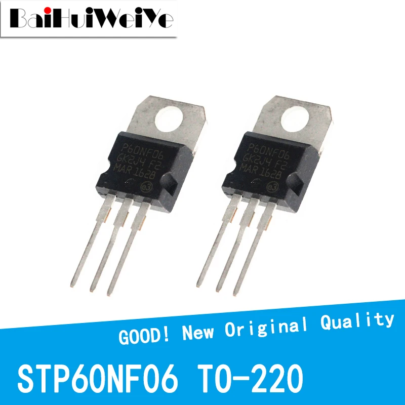 

10PCS/LOT STP60NF06 P60NF06 60A 60V 60N06 60NF06 TO-220 TO220 Transistor MOSFET New Original Good Quality Chipset