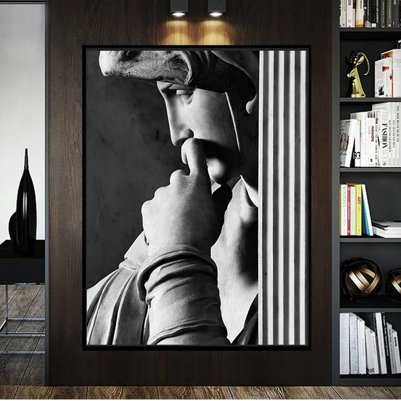 Скульптура Дэвида абстрактная художественная черно-белая печать на холсте