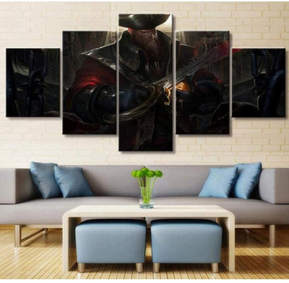 

5 Piece Wall Art Canvas Game Posters Pirate Captain Figure Pictures And Prints Home Modern Living Room Decoration Paintings