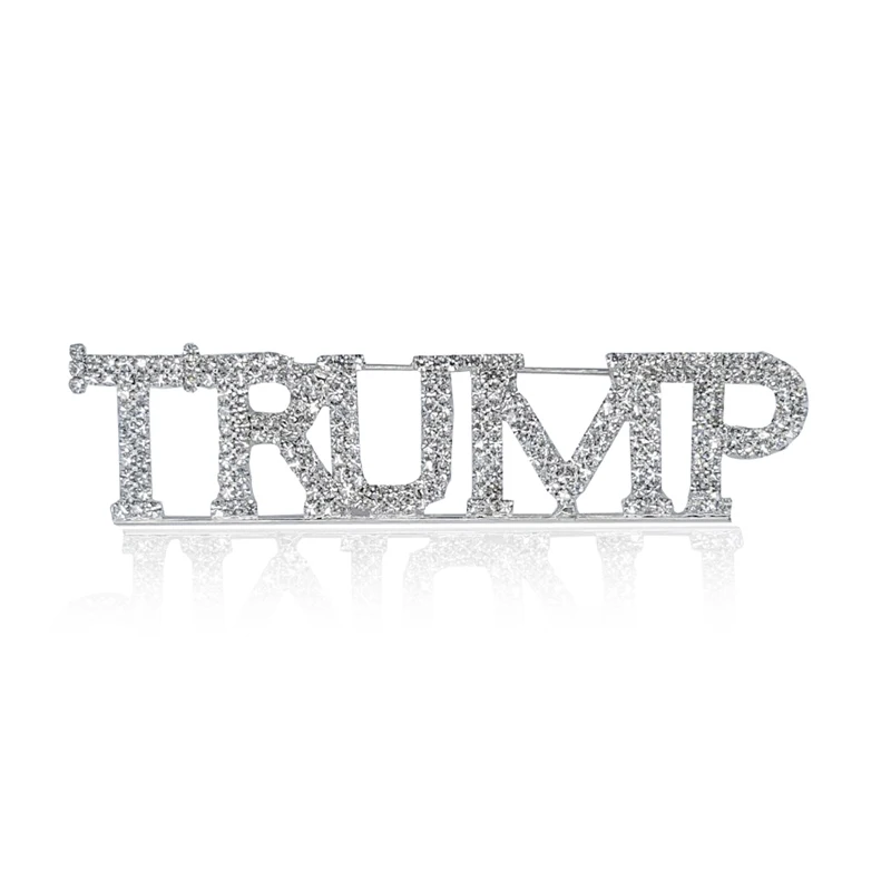 Blingbling большой размер кристалла Трамп слово Брошь булавка Роскошные ювелирные
