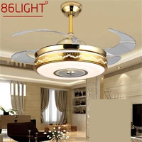 86light ceiling fan light invisible modern luxury gold figure led lamp with remote control for home