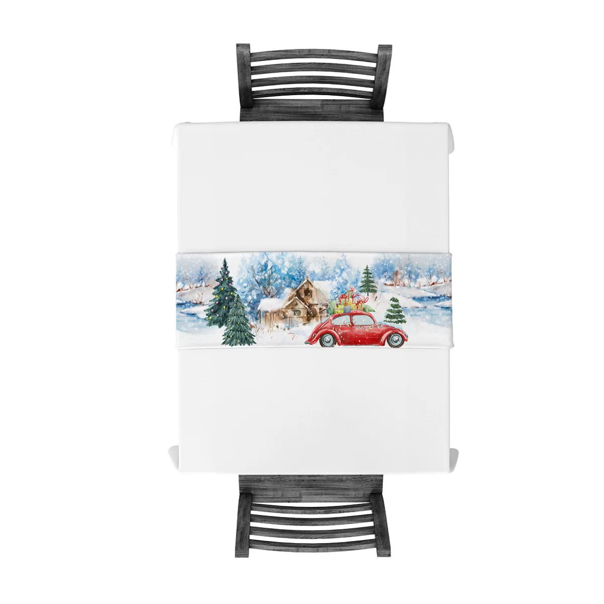 Рождественская елка Снежная сцена подарок напечатанный автомобиль Настольная