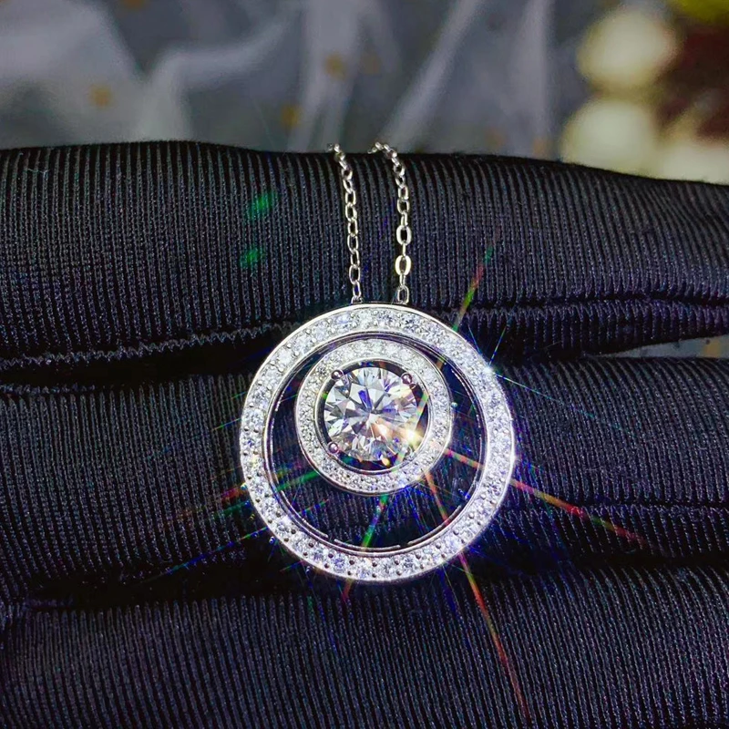 Женский кулон с муассанитом ювелирное изделие из серебра 925 пробы цветным F 1