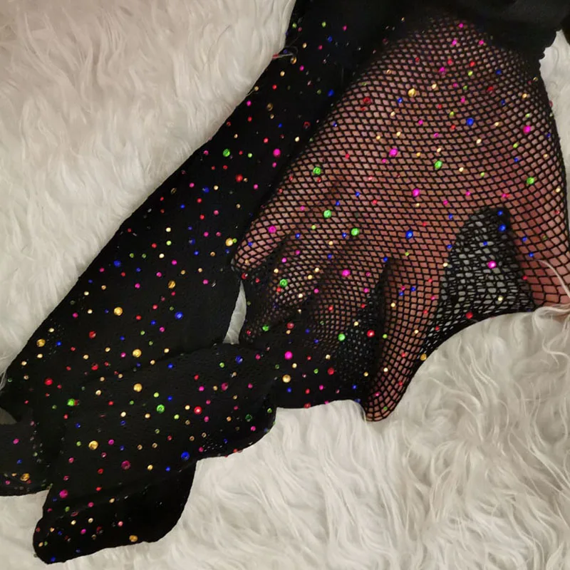 black colorful Модные блестящие колготки в сетку, чулки, сексуальные блестящие маленькие сетчатые тонкие женские колготки, хорошо продаются - Цвет: black colorful