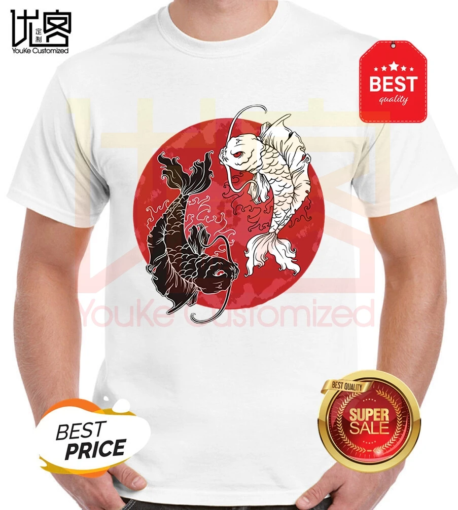 Лидер продаж 2019 футболка из 100% хлопка с принтом Инь-Ян в японском стиле символами