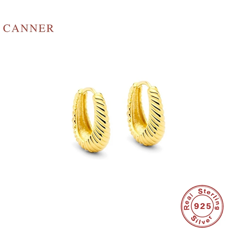 

CANNER Simple Retro Big Circle Rope Earrings For Women S925 Sterling Silver Earrings Hoops Zircon Korean Fine Jewelry Pendientes