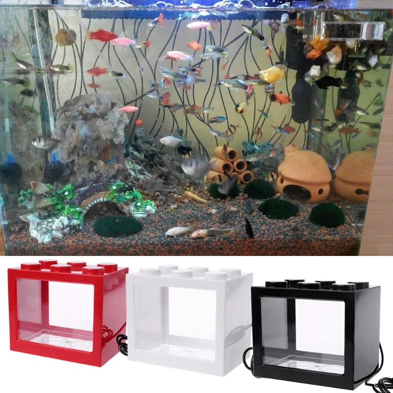 USB мини аквариума с светодиодный светильник Betta Fish боевые газовый баллон Форма